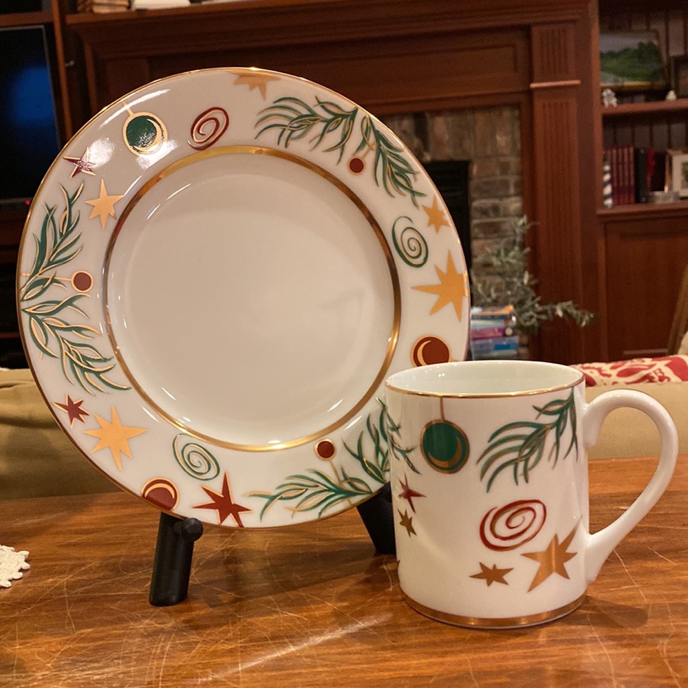 COPY  RARE!! New Tiffany & Co. Plate 1997 Ornaments Pattern Christmas Dessert - Picture 10 of 10